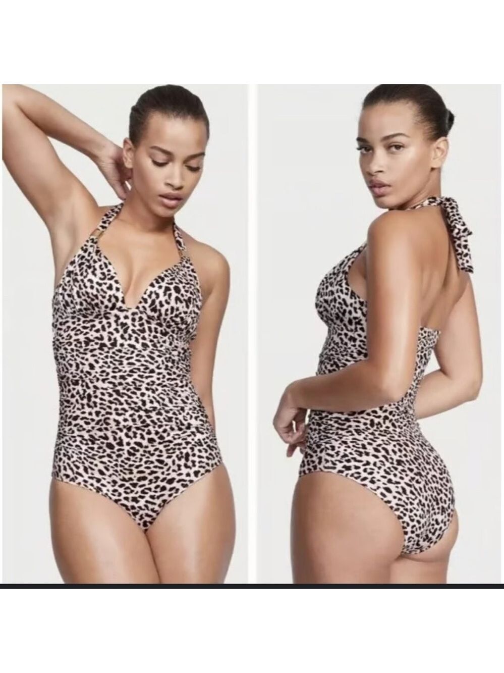 Victoria's Secret Leopard Print Halter One Piece Small NWT